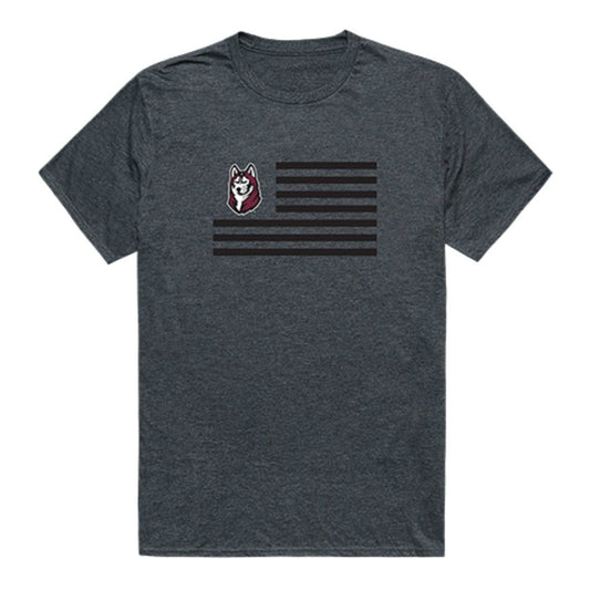 Bloomsburg University Huskies USA Flag Tee T-Shirt Heather Charcoal-Campus-Wardrobe
