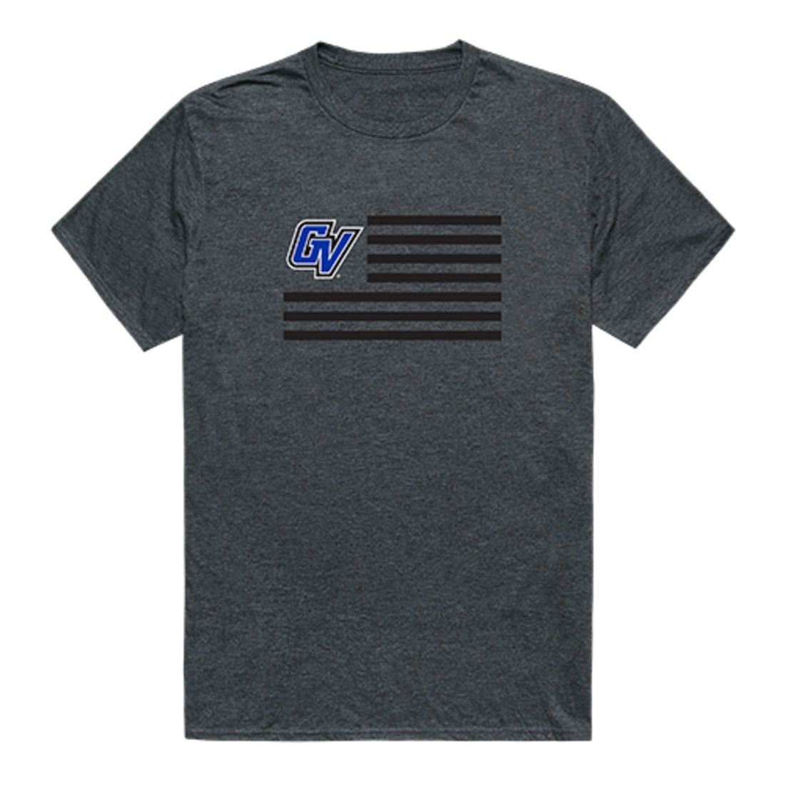 GVSU Grand Valley State University Lakers USA Flag Tee T-Shirt Heather Charcoal-Campus-Wardrobe