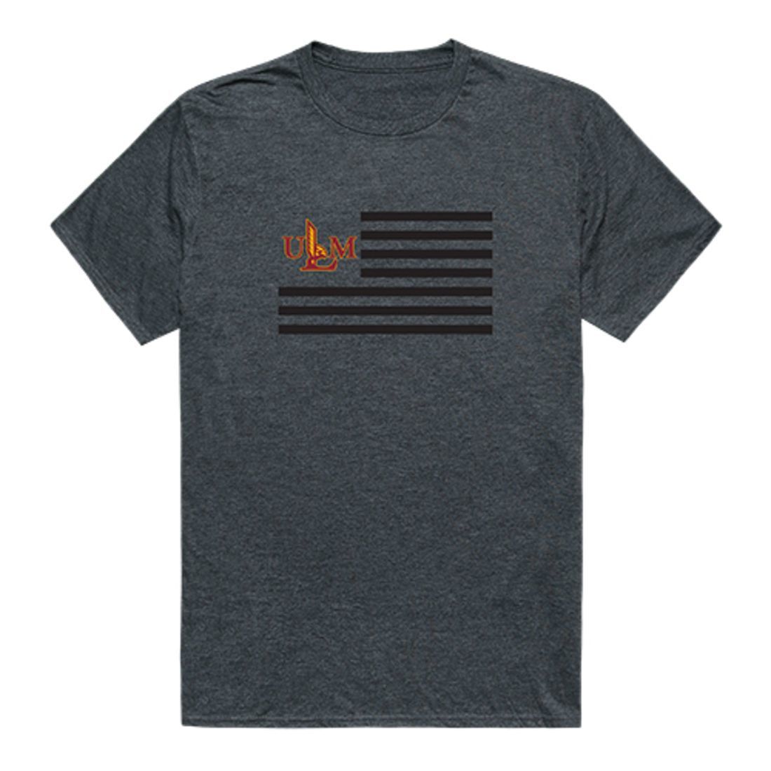 ULM University of Louisiana Monroe Warhawks USA Flag Tee T-Shirt Heather Charcoal-Campus-Wardrobe