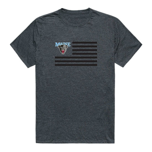 UMaine University of Maine Black Bears USA Flag Tee T-Shirt Heather Charcoal-Campus-Wardrobe