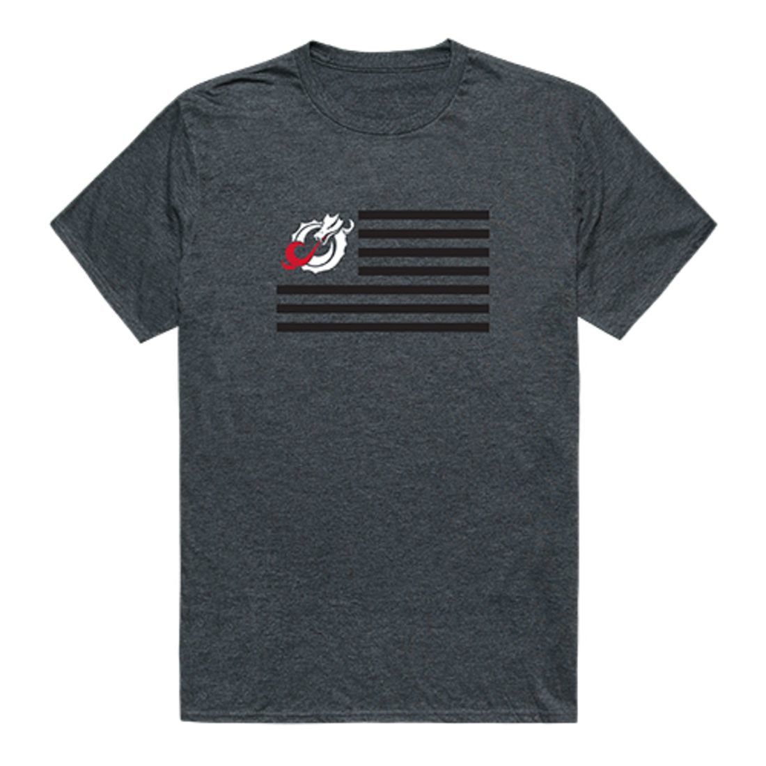 MSUM Minnesota State University Moorhead Dragons USA Flag Tee T-Shirt Heather Charcoal-Campus-Wardrobe