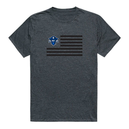 UNO University of New Orleans Privateers USA Flag Tee T-Shirt Heather Charcoal-Campus-Wardrobe
