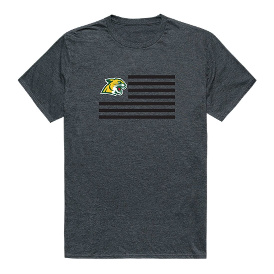 NMU Northern Michigan University Wildcats USA Flag Tee T-Shirt Heather Charcoal-Campus-Wardrobe