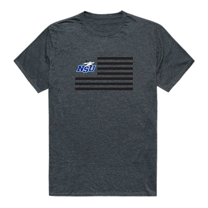 NSU Nova Southeastern University Sharks USA Flag Tee T-Shirt Heather Charcoal-Campus-Wardrobe