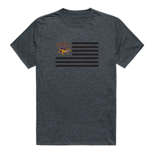SFSU San Francisco State University Gators USA Flag Tee T-Shirt Heather Charcoal-Campus-Wardrobe