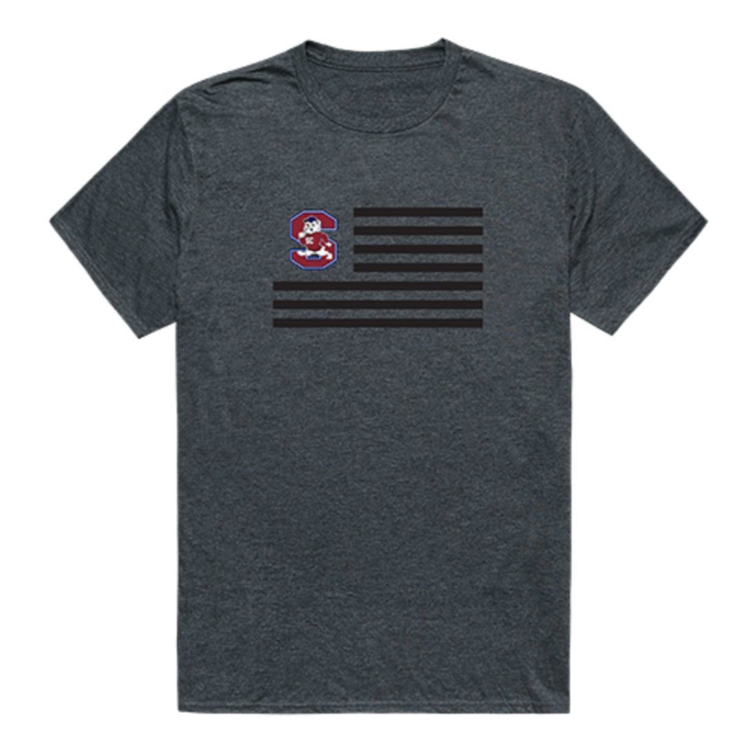 South Carolina State University Bulldogs USA Flag Tee T-Shirt Heather Charcoal-Campus-Wardrobe