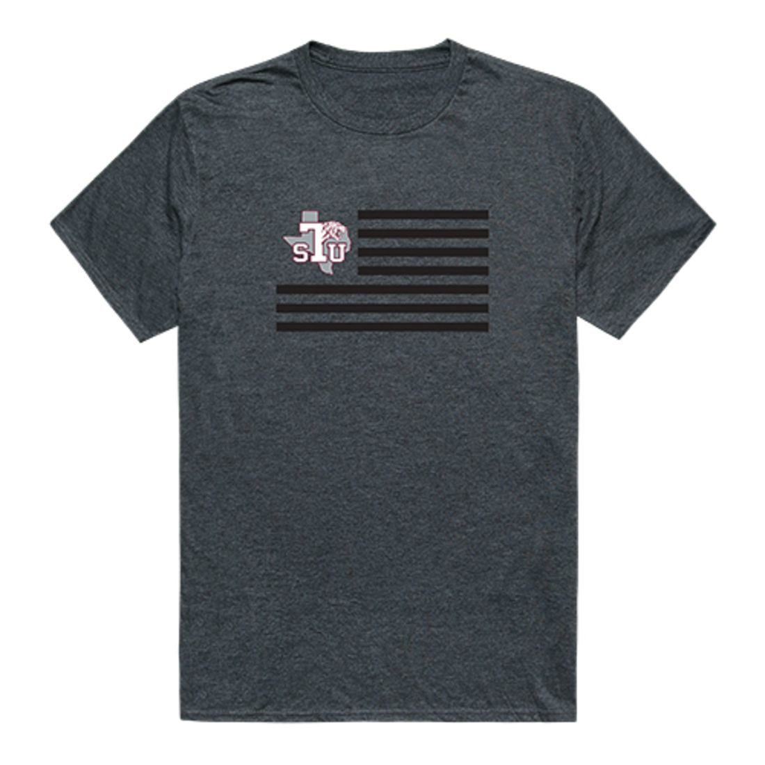 TSU Texas Southern University Tigers USA Flag Tee T-Shirt Heather Charcoal-Campus-Wardrobe