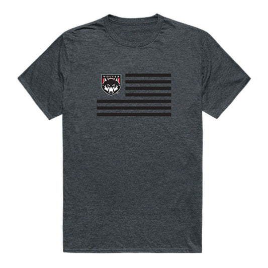 WOU Western Oregon University Wolves USA Flag Tee T-Shirt Heather Charcoal-Campus-Wardrobe