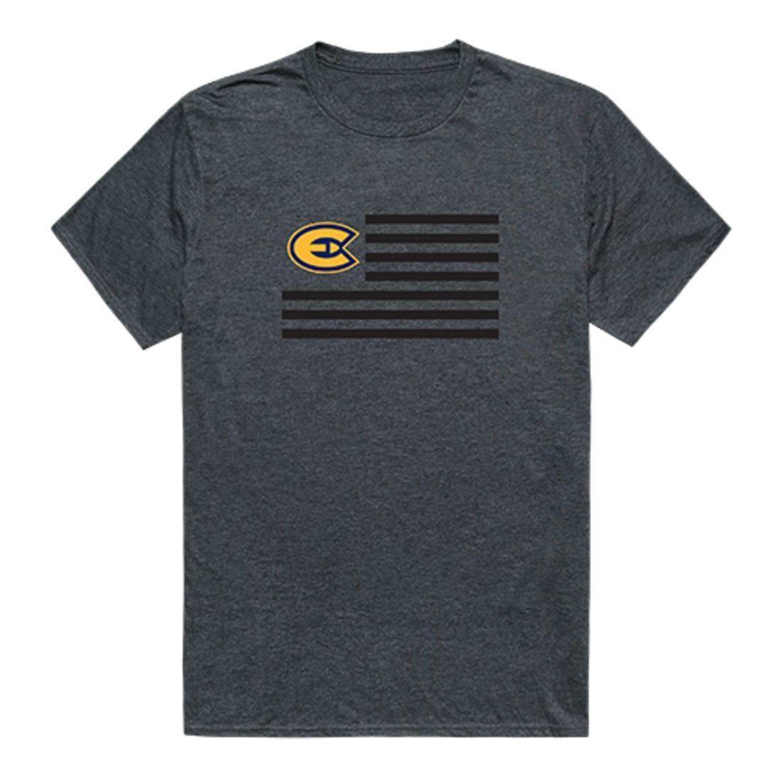 UWEC University of Wisconsin-Eau Claire Blugolds USA Flag Tee T-Shirt Heather Charcoal-Campus-Wardrobe