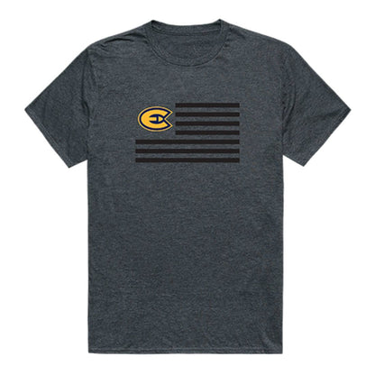 UWEC University of Wisconsin-Eau Claire Blugolds USA Flag Tee T-Shirt Heather Charcoal-Campus-Wardrobe