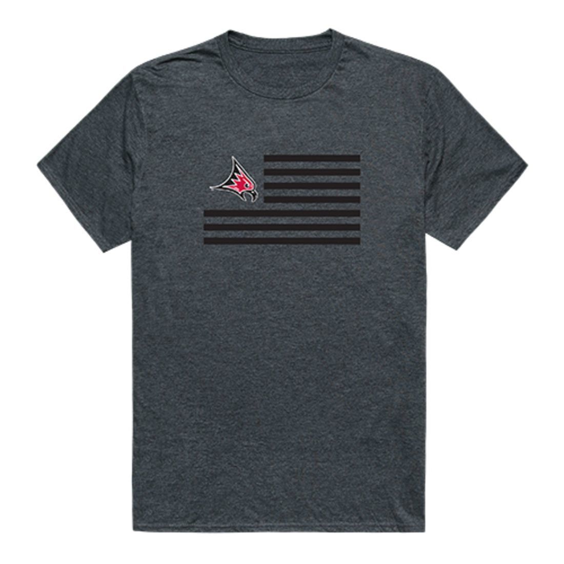 UWRF University of Wisconsin River Falls Falcons USA Flag Tee T-Shirt Heather Charcoal-Campus-Wardrobe