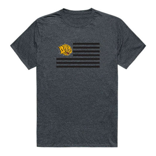 UAPB University of Arkansas Pine Bluff Golden Lions USA Flag Tee T-Shirt Heather Charcoal-Campus-Wardrobe