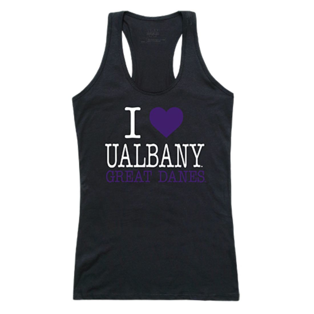 UAlbany University at Albany The Great Danes Womens Love Tank Top Tee T-Shirt Black-Campus-Wardrobe