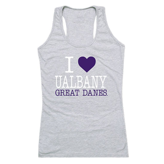UAlbany University at Albany The Great Danes Womens Love Tank Top Tee T-Shirt Heather Grey-Campus-Wardrobe