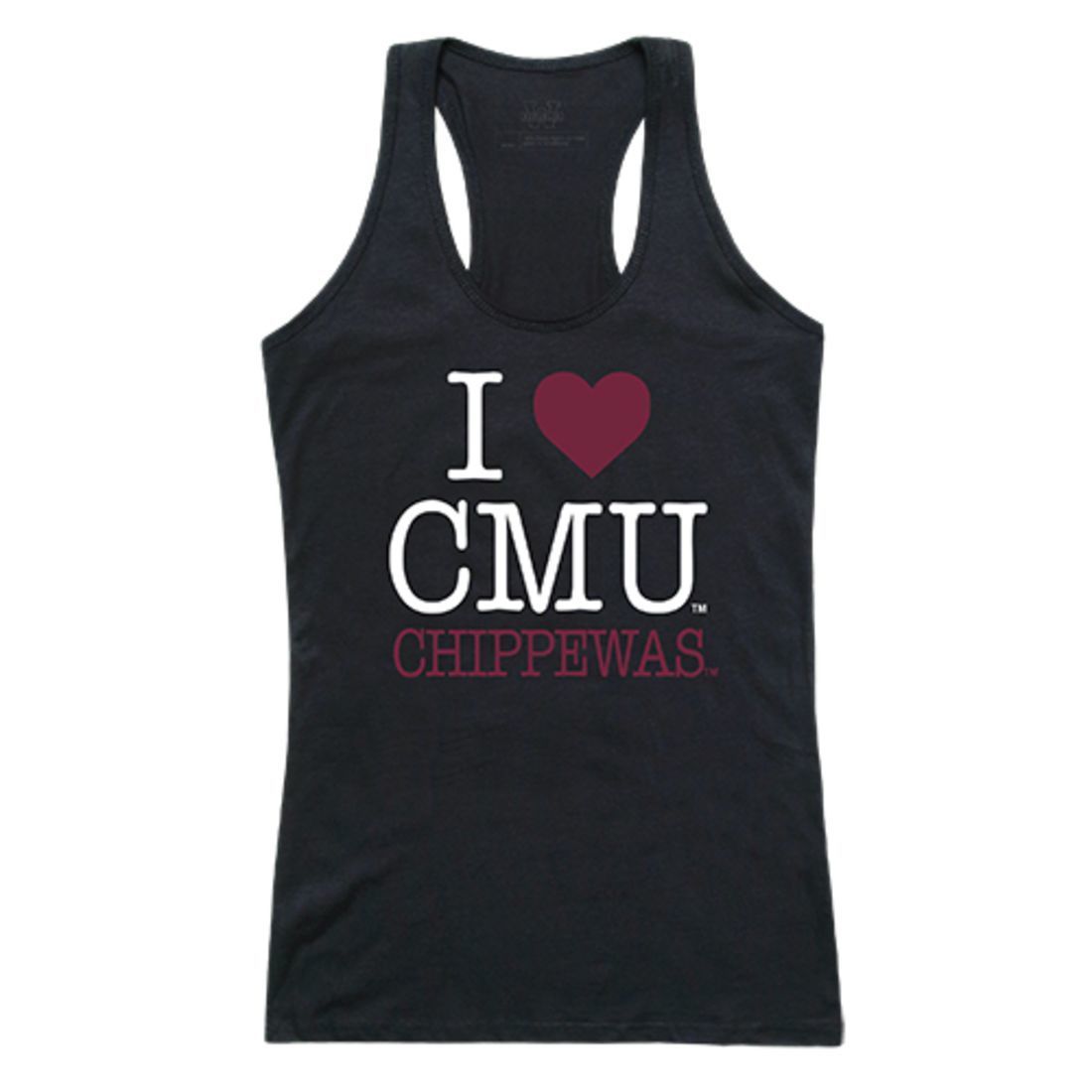 CMU Central Michigan University Chippewas Womens Love Tank Top Tee T-Shirt Black-Campus-Wardrobe