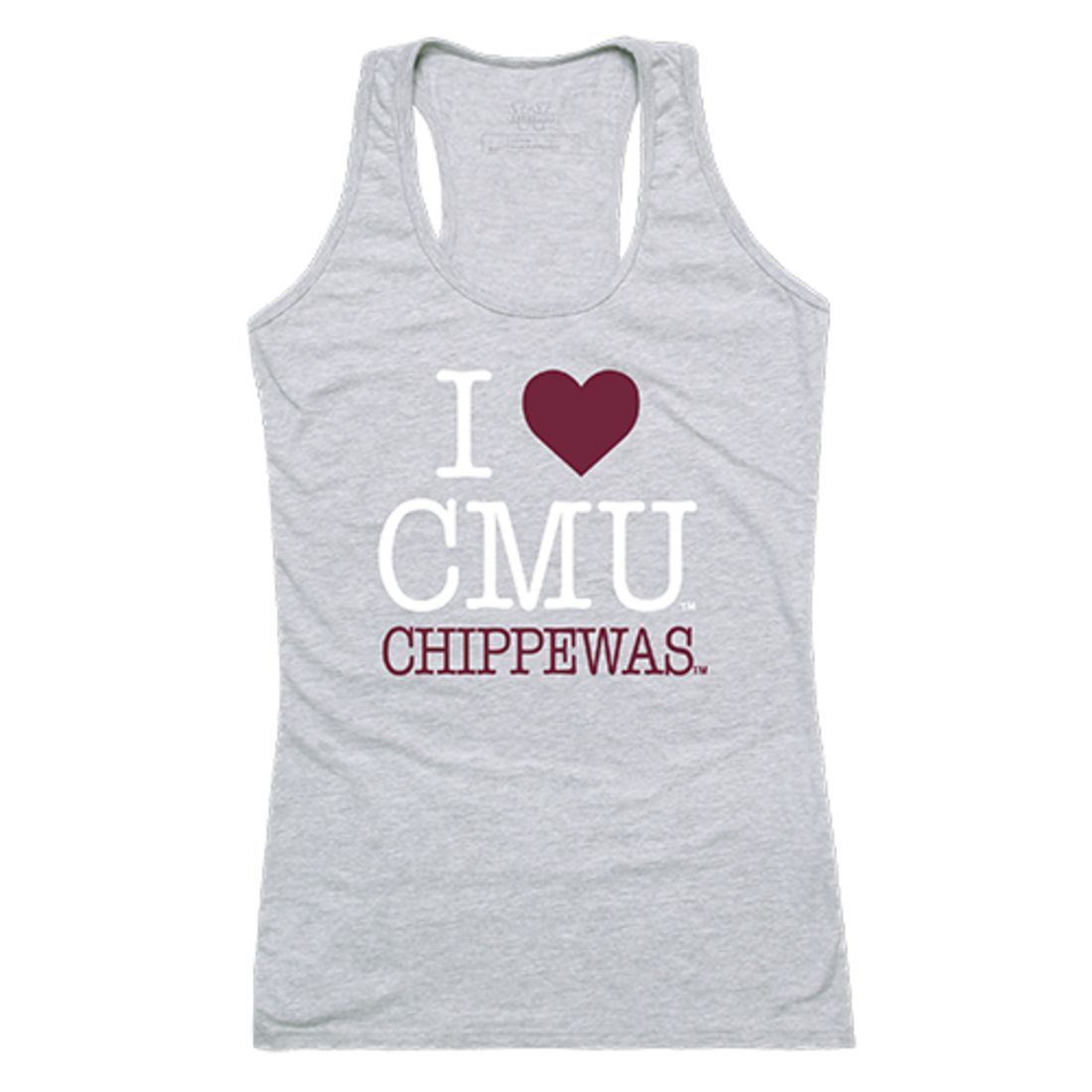 CMU Central Michigan University Chippewas Womens Love Tank Top Tee T-Shirt Heather Grey-Campus-Wardrobe