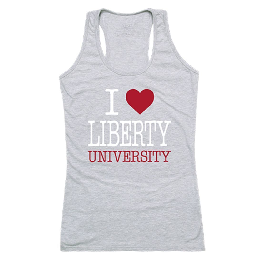 Liberty University Flames Womens Love Tank Top Tee T-Shirt Heather Grey-Campus-Wardrobe