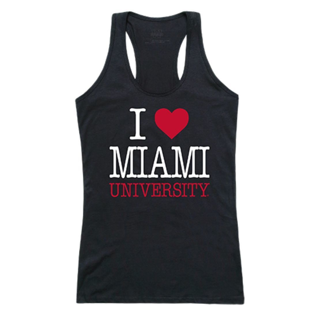 Miami University RedHawks Womens Love Tank Top Tee T-Shirt Black-Campus-Wardrobe
