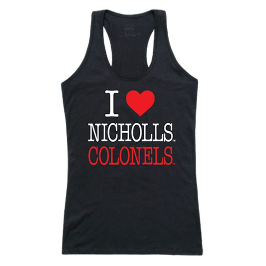 Nicholls State University Colonels Womens Love Tank Top Tee T-Shirt Black-Campus-Wardrobe