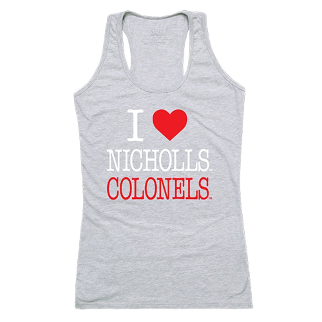 Nicholls State University Colonels Womens Love Tank Top Tee T-Shirt Heather Grey-Campus-Wardrobe
