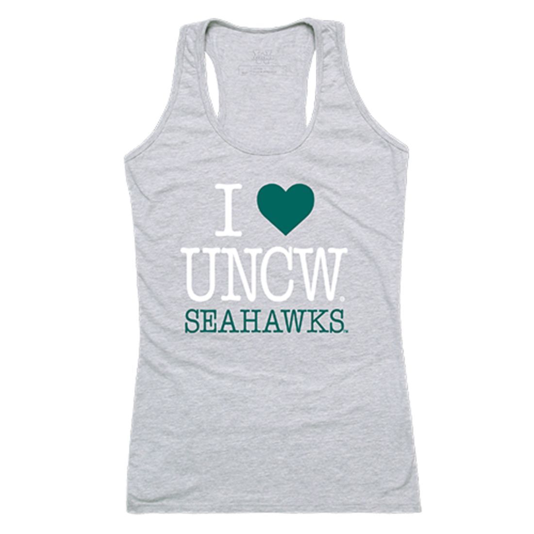 UNCW University of North Carolina at Wilmington Seahawks Womens Love Tank Top Tee T-Shirt Heather Grey-Campus-Wardrobe