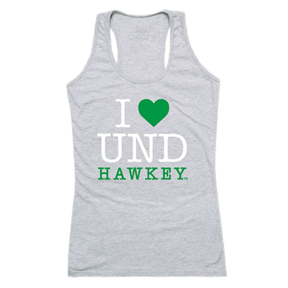 UND University of North Dakota Fighting Hawks Womens Love Tank Top Tee T-Shirt Heather Grey-Campus-Wardrobe