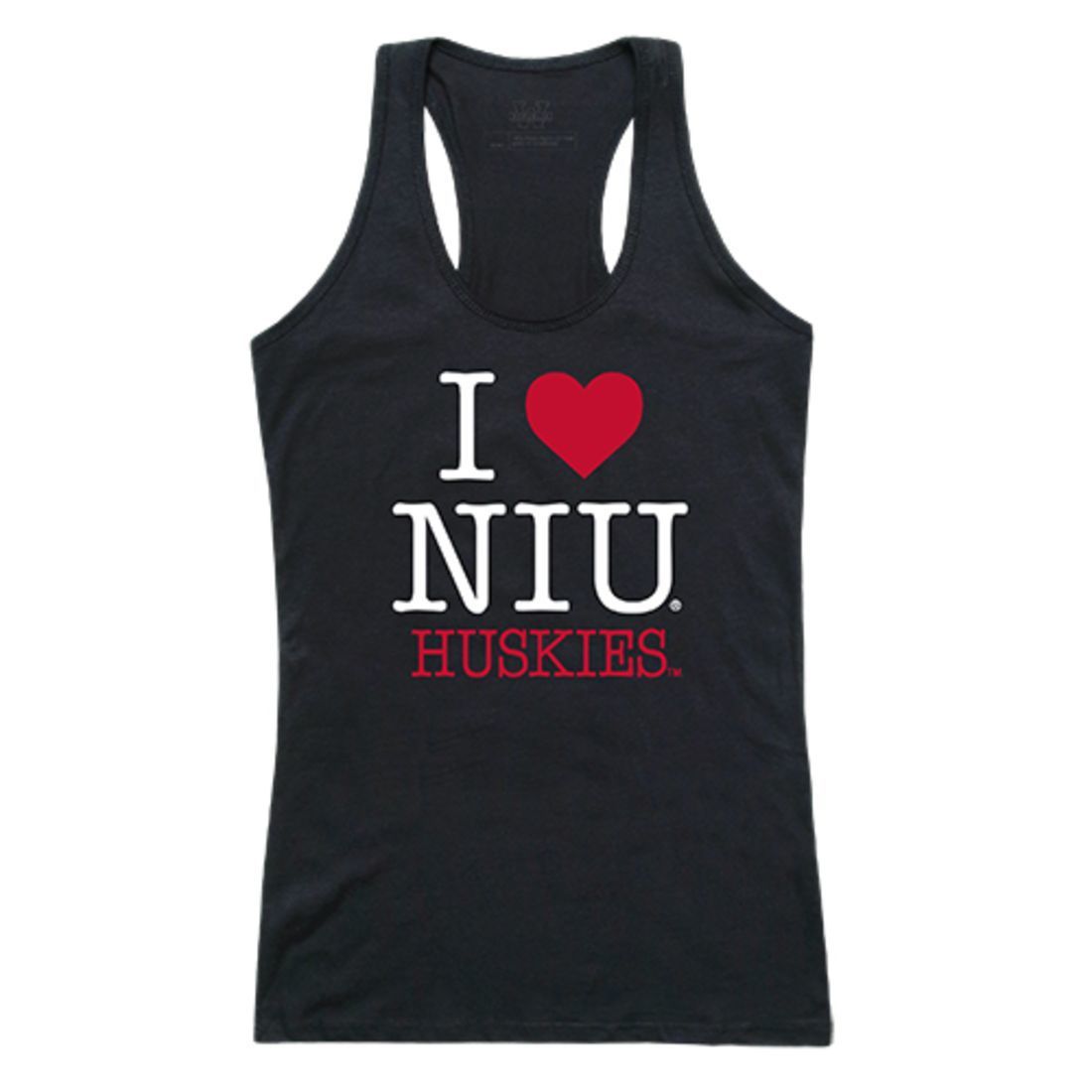 NIU Northern Illinois University Huskies Womens Love Tank Top Tee T-Shirt Black-Campus-Wardrobe