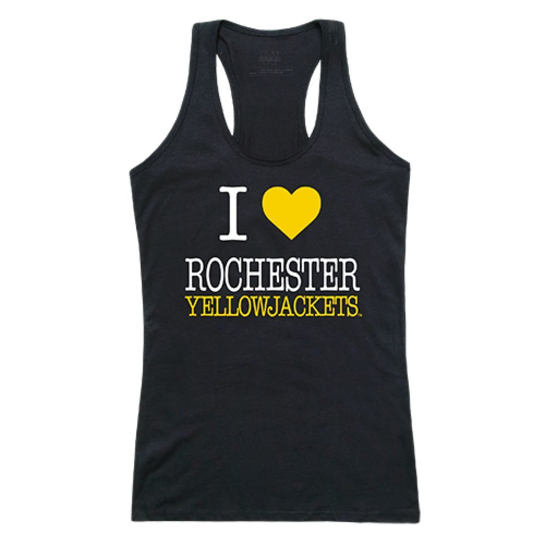 University of Rochester Yellowjackets Womens Love Tank Top Tee T-Shirt Black-Campus-Wardrobe
