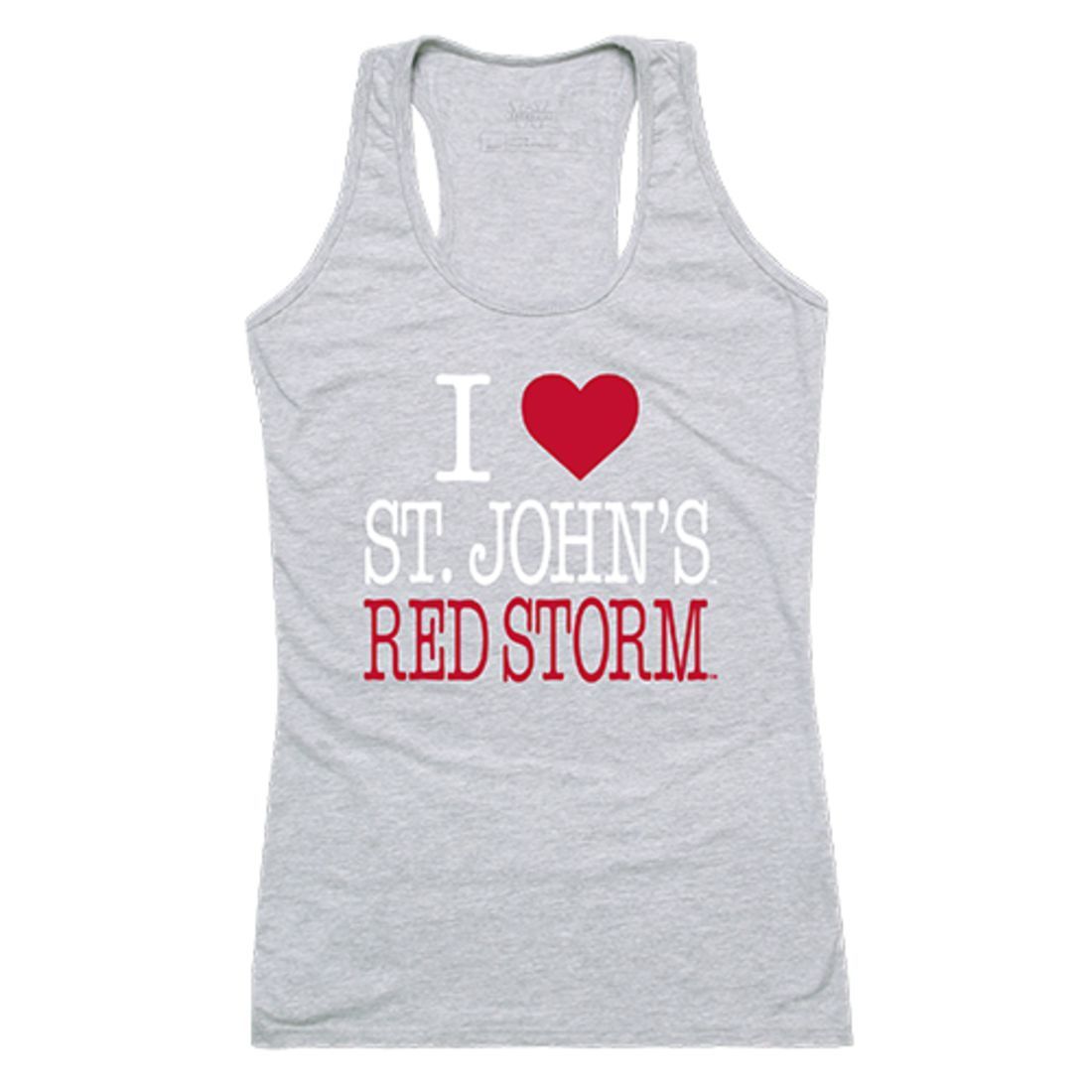 St. John's University Red Storm Womens Love Tank Top Tee T-Shirt Heather Grey-Campus-Wardrobe
