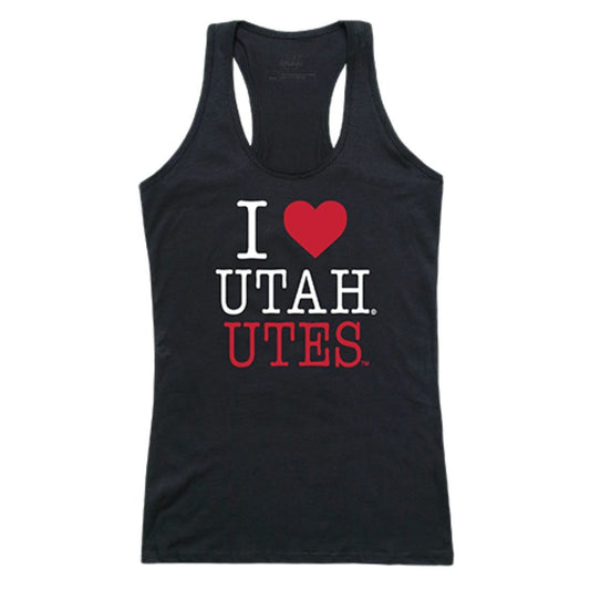 University of Utah Utes Womens Love Tank Top Tee T-Shirt Black-Campus-Wardrobe
