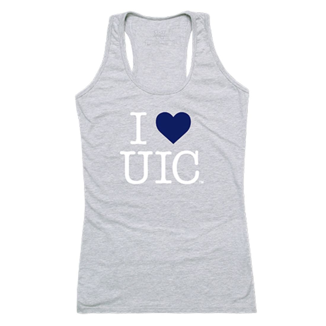 UIC University of Illinois at Chicago Flames Womens Love Tank Top Tee T-Shirt Heather Grey-Campus-Wardrobe