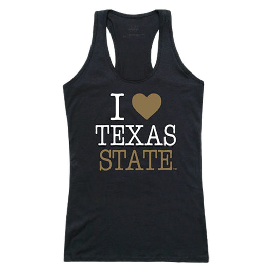 Texas State University Boko the Bobcat Womens Love Tank Top Tee T-Shirt Black-Campus-Wardrobe