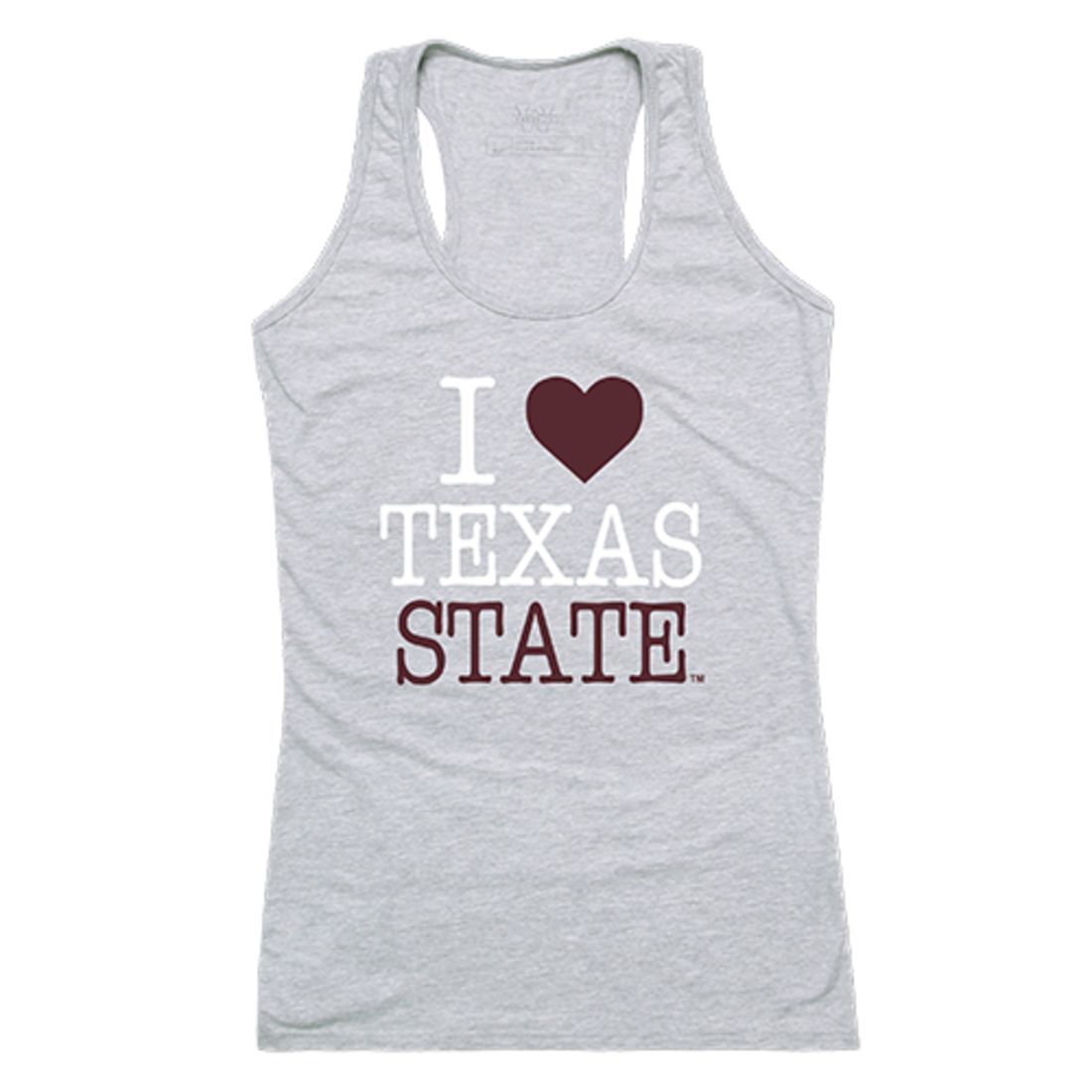 Texas State University Boko the Bobcat Womens Love Tank Top Tee T-Shirt Heather Grey-Campus-Wardrobe