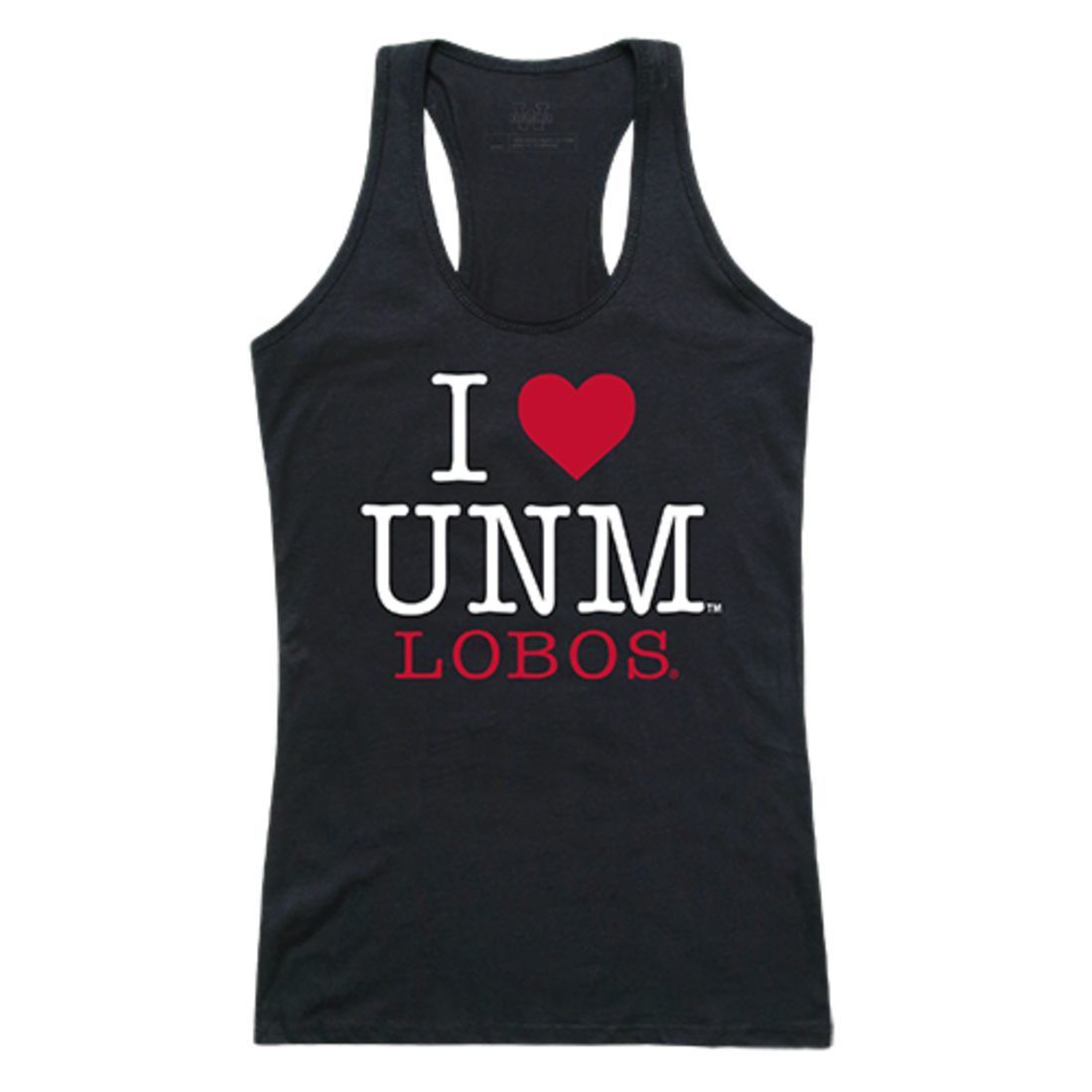 UNM University of New Mexico Lobo Louie Womens Love Tank Top Tee T-Shirt Black-Campus-Wardrobe
