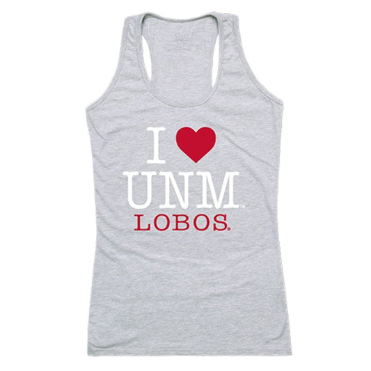 UNM University of New Mexico Lobo Louie Womens Love Tank Top Tee T-Shirt Heather Grey-Campus-Wardrobe