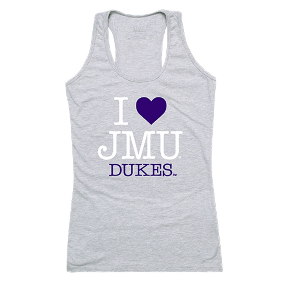 JMU James Madison University Foundation Dukes Womens Love Tank Top Tee T-Shirt Heather Grey-Campus-Wardrobe