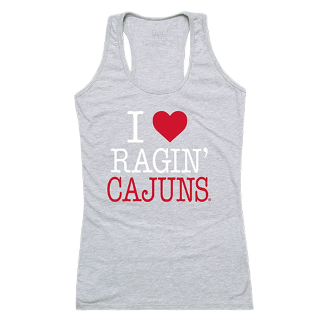 University of Louisiana UL Lafayette Ragin' Cajuns Womens Love Tank Top Tee T-Shirt Heather Grey-Campus-Wardrobe