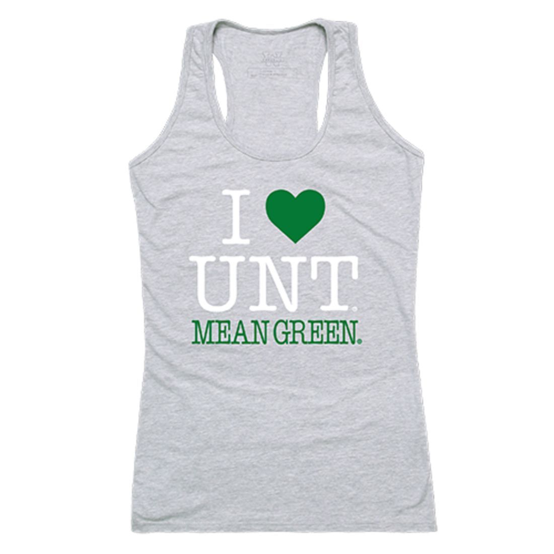 UNT University of North Texas Mean Green Womens Love Tank Top Tee T-Shirt Heather Grey-Campus-Wardrobe