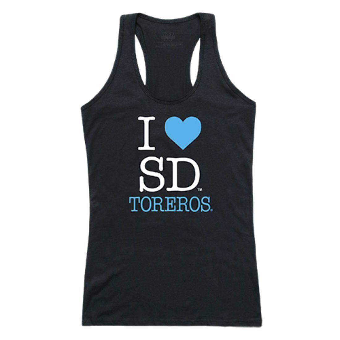 University of San Diego Toreros Womens Love Tank Top Tee T-Shirt Black-Campus-Wardrobe