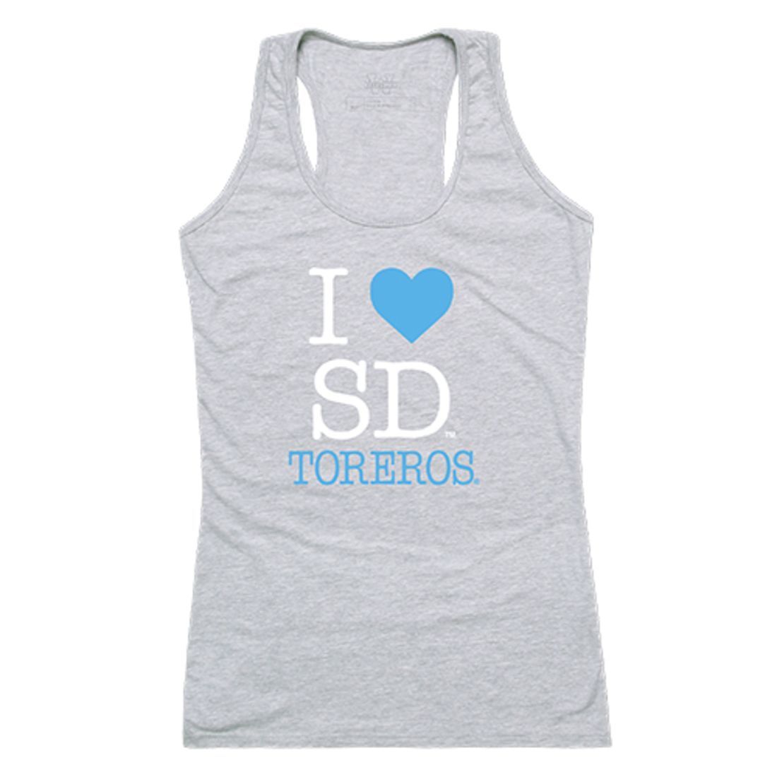 University of San Diego Toreros Womens Love Tank Top Tee T-Shirt Heather Grey-Campus-Wardrobe