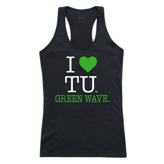 Tulane University Green Wave Womens Love Tank Top Tee T-Shirt Black-Campus-Wardrobe