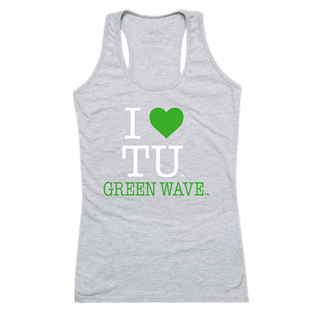 Tulane University Green Wave Womens Love Tank Top Tee T-Shirt Heather Grey-Campus-Wardrobe