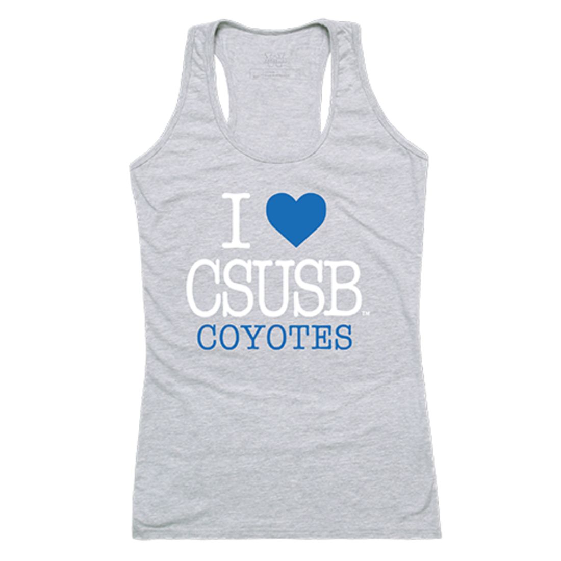 CSUSB Cal State University San Bernardino Coyotes Womens Love Tank Top Tee T-Shirt Heather Grey-Campus-Wardrobe