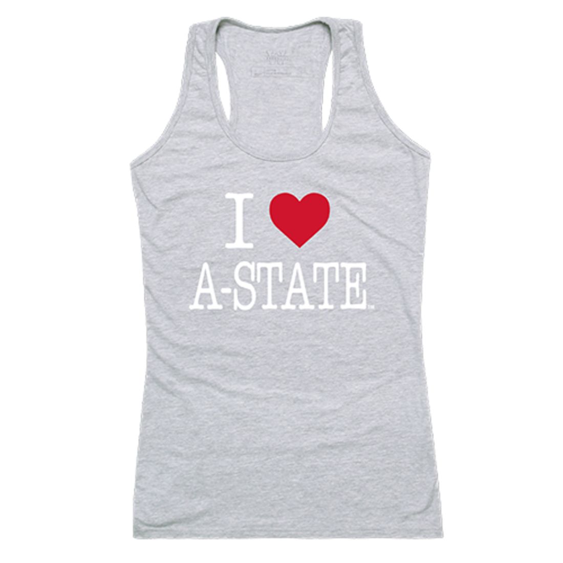 Arkansas A-State University Red Wolves Womens Love Tank Top Tee T-Shirt Heather Grey-Campus-Wardrobe