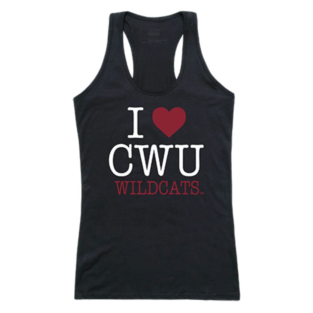 CWU Central Washington University Wildcats Womens Love Tank Top Tee T-Shirt Black-Campus-Wardrobe