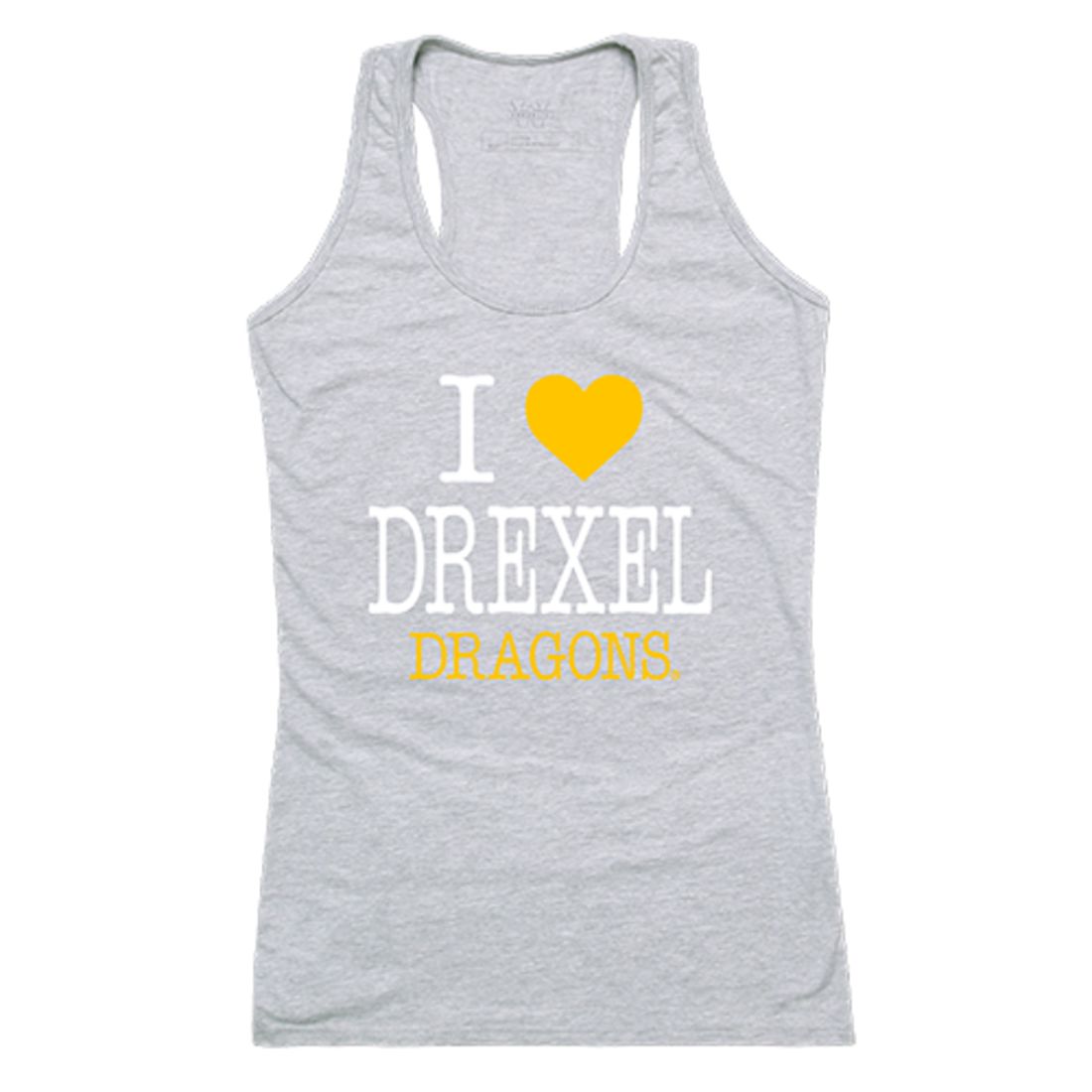 Drexel University Dragons Womens Love Tank Top Tee T-Shirt Heather Grey-Campus-Wardrobe