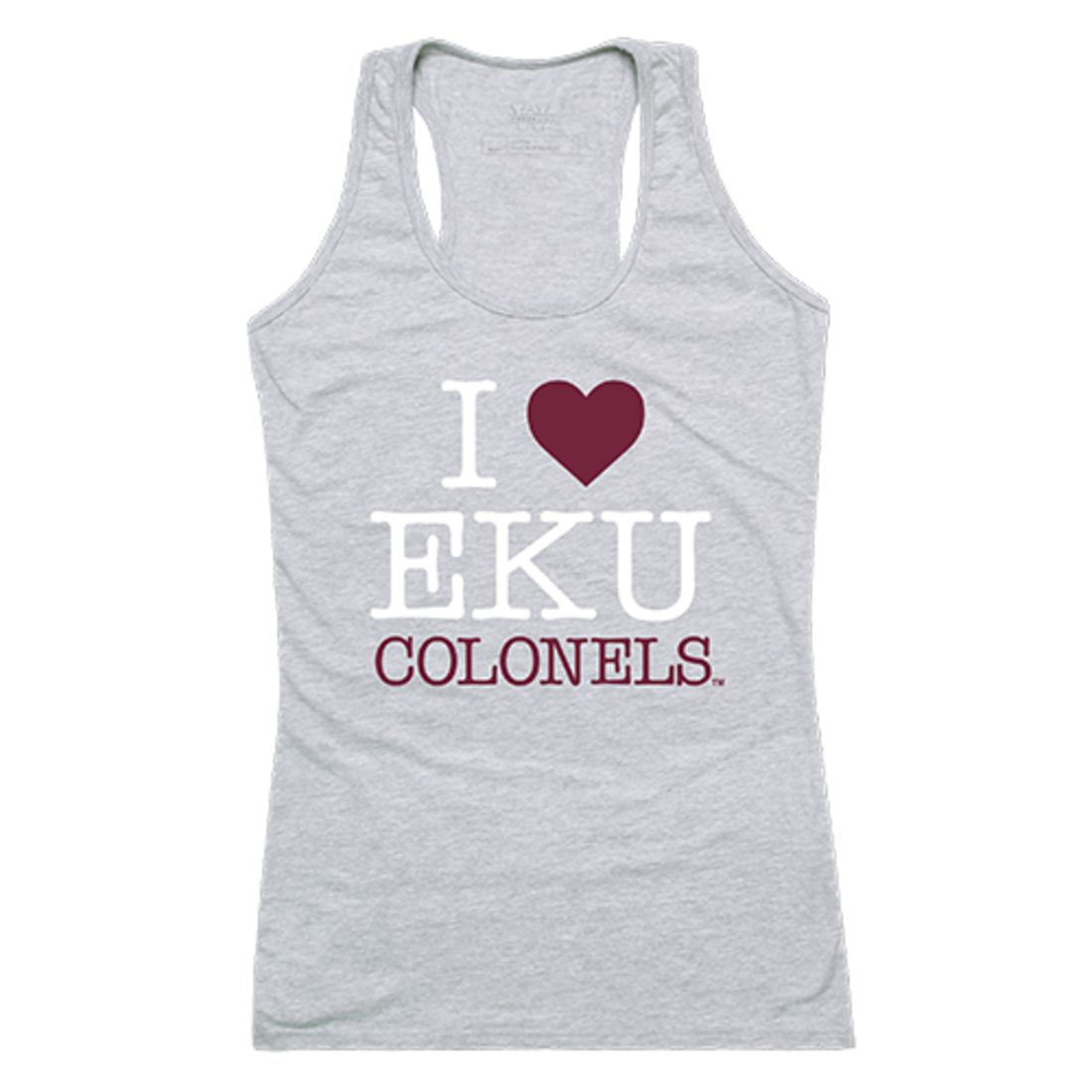 EKU Eastern Kentucky University Colonels Womens Love Tank Top Tee T-Shirt Heather Grey-Campus-Wardrobe