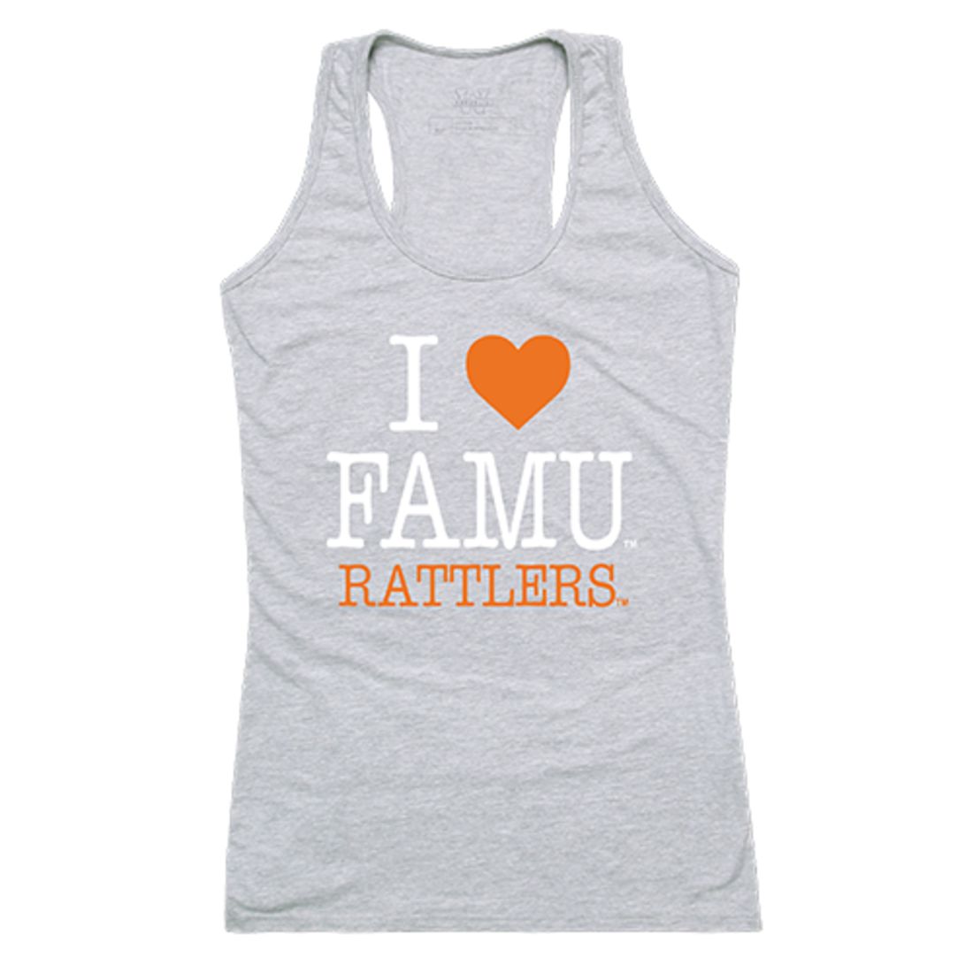 FAMU Florida A&M University Rattlers Womens Love Tank Top Tee T-Shirt Heather Grey-Campus-Wardrobe
