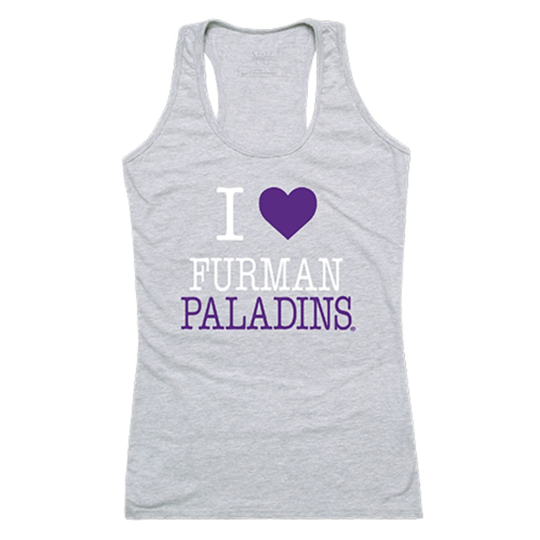 Furman University Paladins Womens Love Tank Top Tee T-Shirt Heather Grey-Campus-Wardrobe