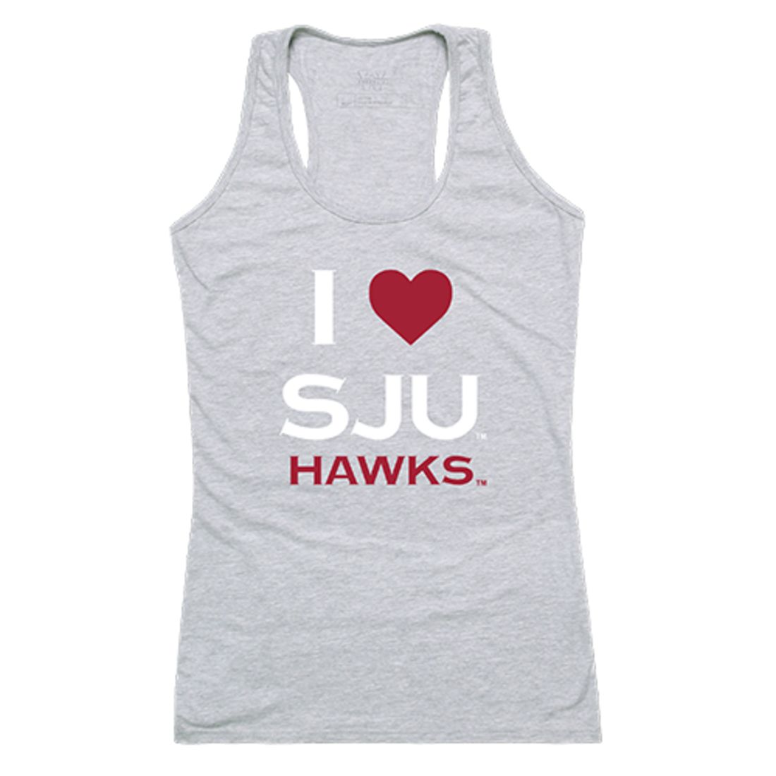 SJU Saint Joseph's University Hawks Womens Love Tank Top Tee T-Shirt Heather Grey-Campus-Wardrobe